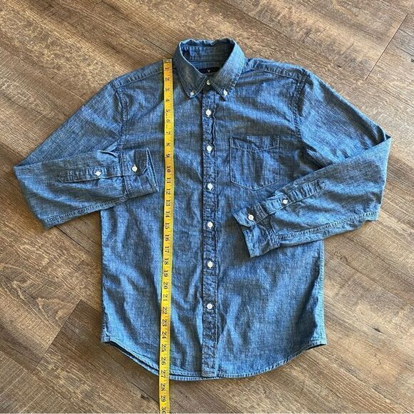 American Eagle Button Down Shirt Cotton Small Men’s Blue Minimalist - Picture 7 of 9